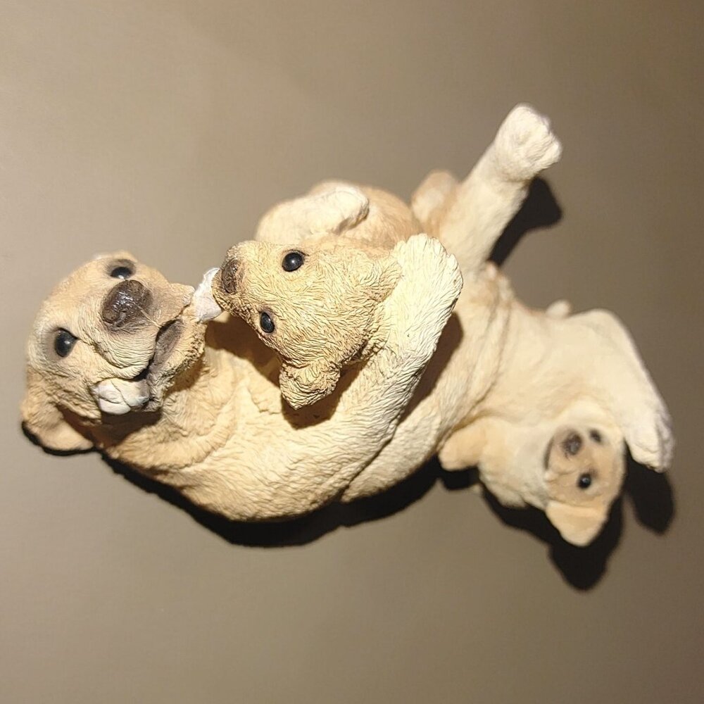 Yellow Labrador Stone Critters Dog Figurine Playful Puppies Resin Collectible